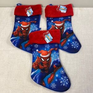 Marvel Spiderman New! Set of 3 red-blue Holiday Christmas Stockings 16in